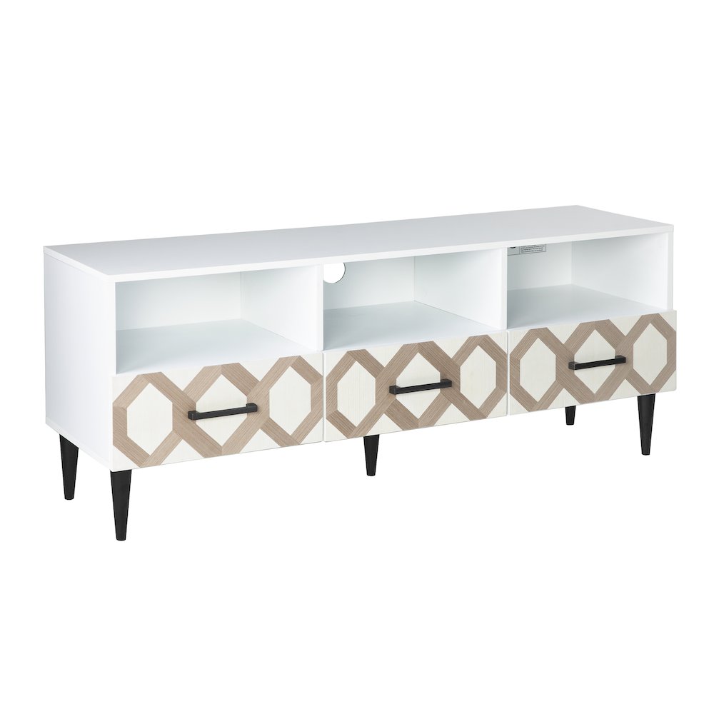 Eltisley TV Stand with Storage in White Color. Picture 1