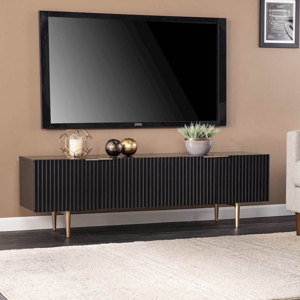 Pilston 4-Door Media Console in Black Color. Picture 3
