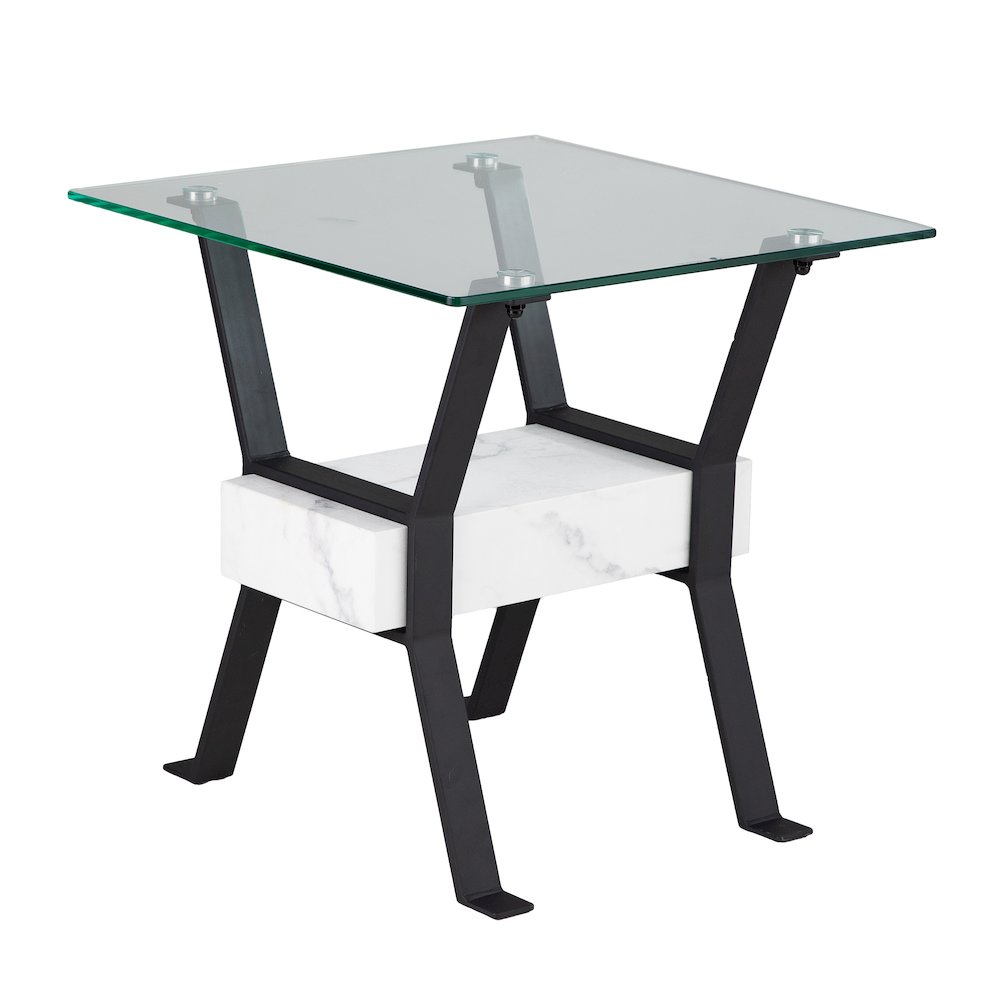 Darvette Glass-Top End Table in Black Color. Picture 1