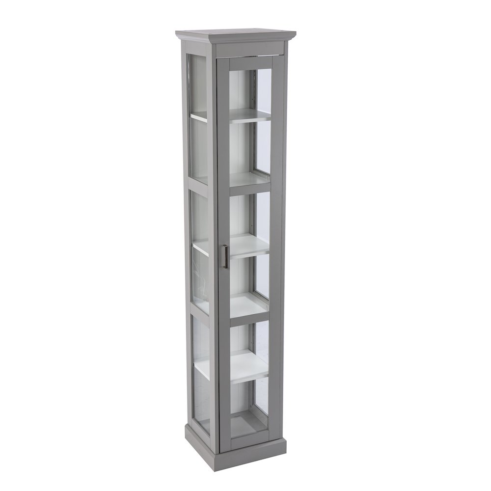 Balterley Curio Cabinet with Glass Door in Grey Color. Picture 1