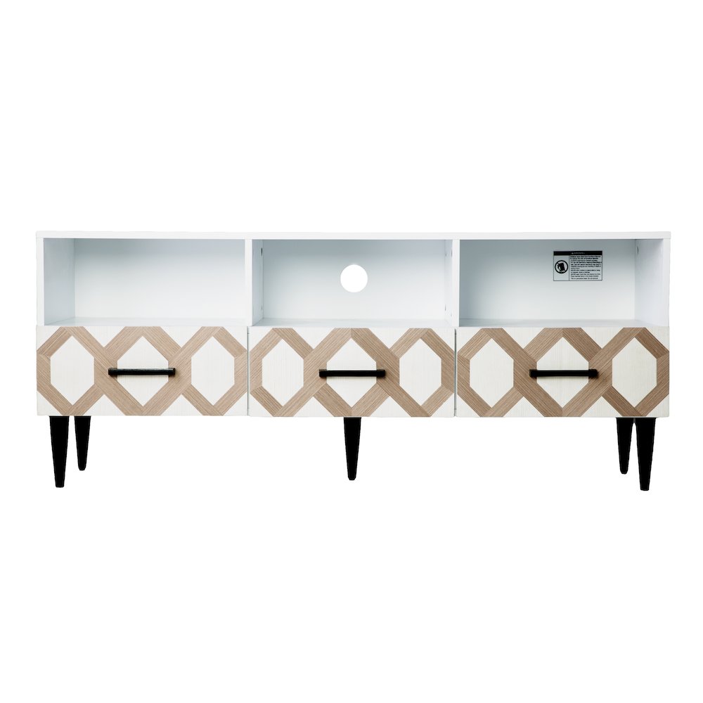 Eltisley TV Stand with Storage in White Color. Picture 2
