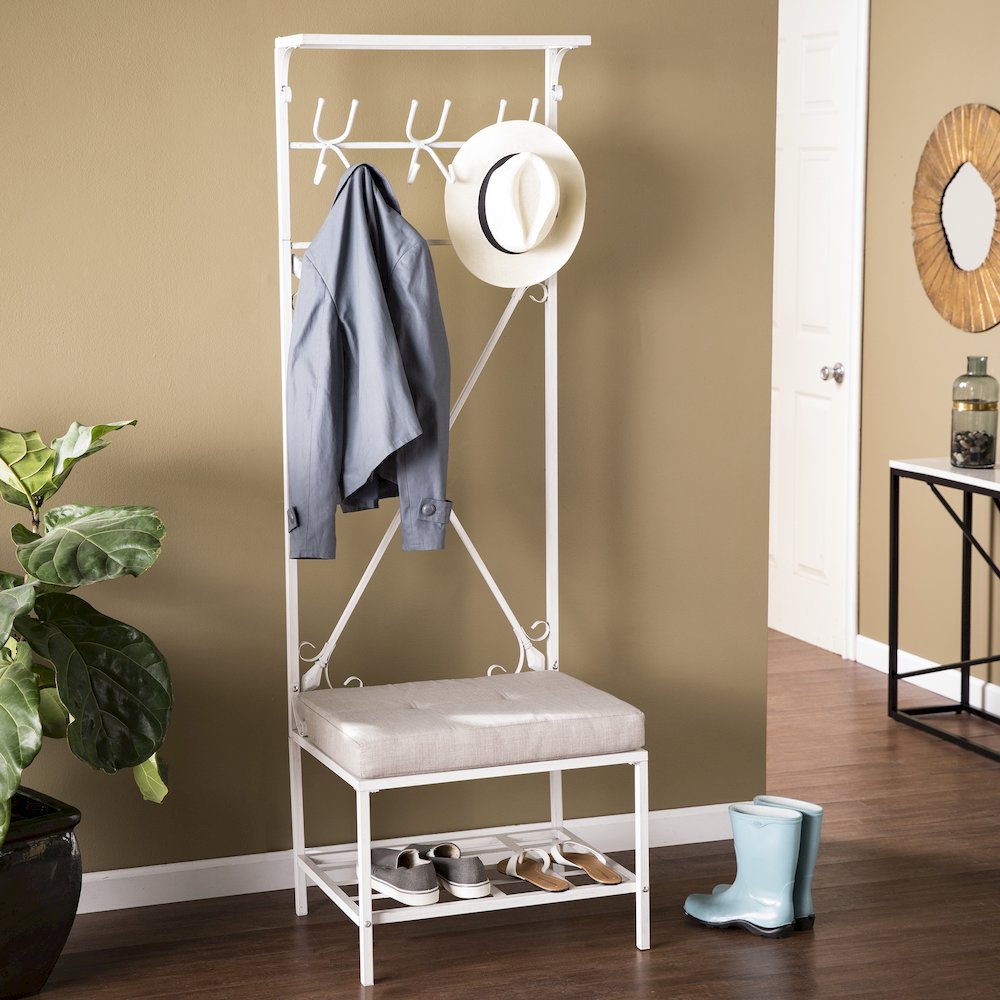 Dovanti Entryway Hall Tree Bench with Storage - Distressed. Picture 2