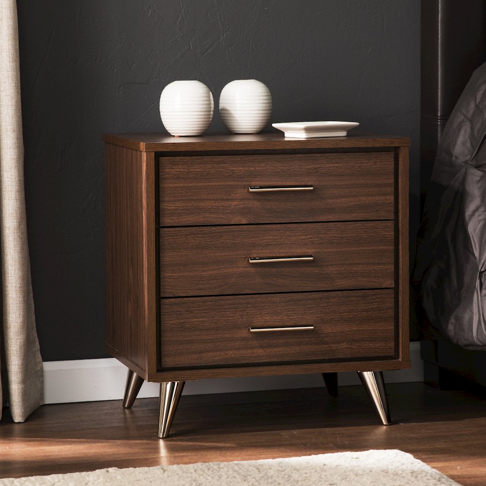 Oren Modern Bedside Table with Drawers. Picture 2