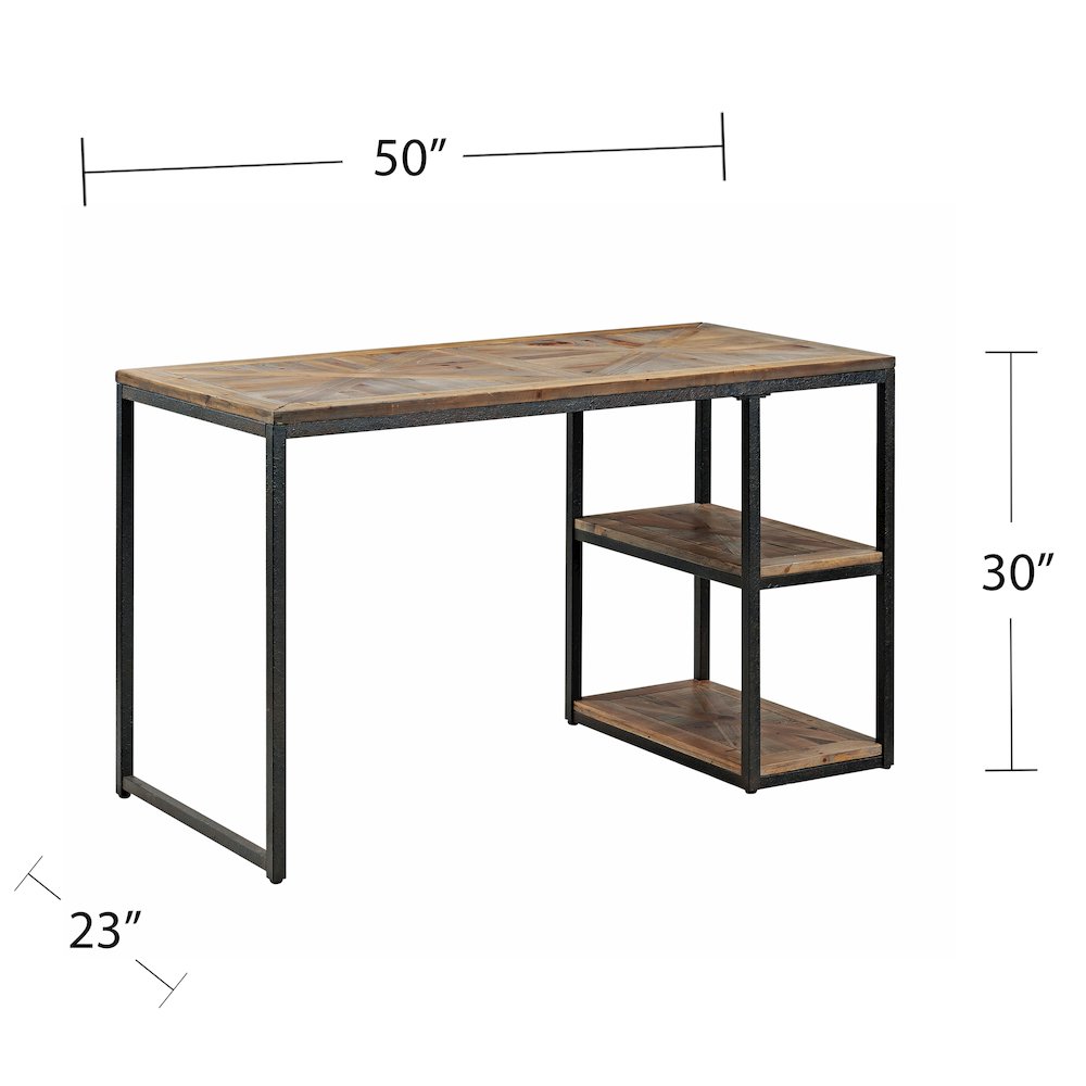 Reclaimed Wood Writing Desk - Industrial Style - Rustic Black. Picture 5
