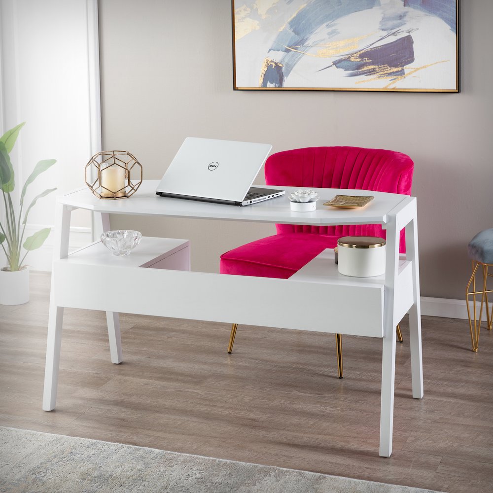 Clyden Midcentury Modern Writing Desk with Storage. Picture 2