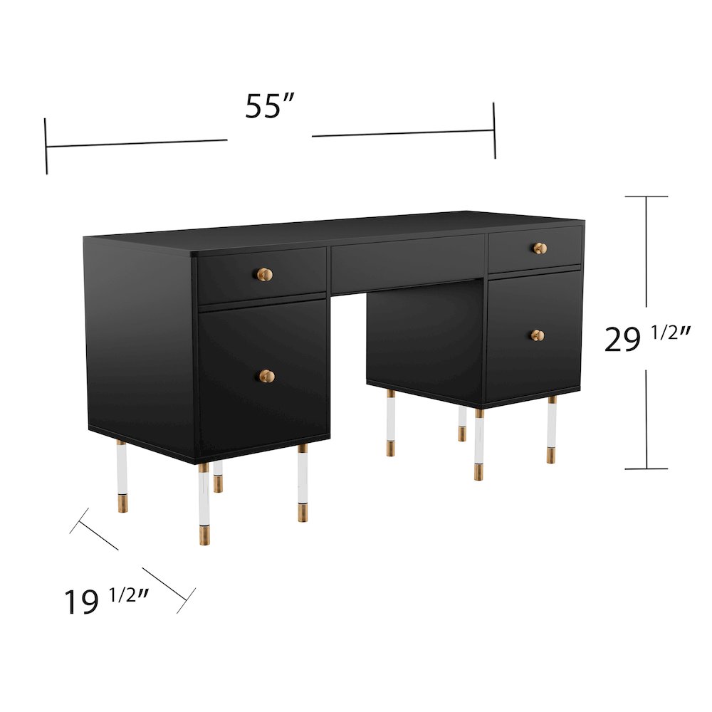 Helston Black Writing Desk. Picture 7
