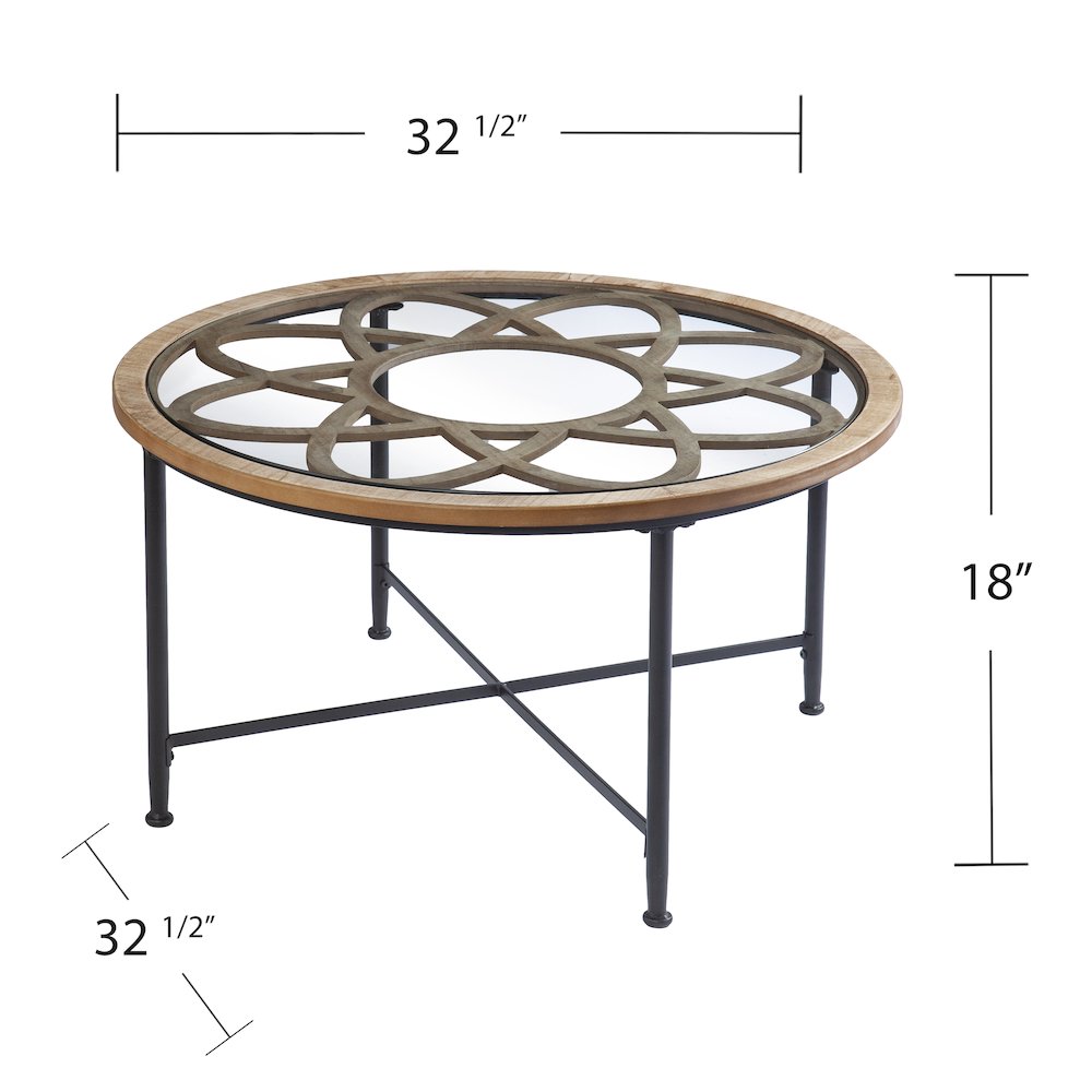 Melvoir Glass-Top Cocktail Table in Black Color. Picture 6