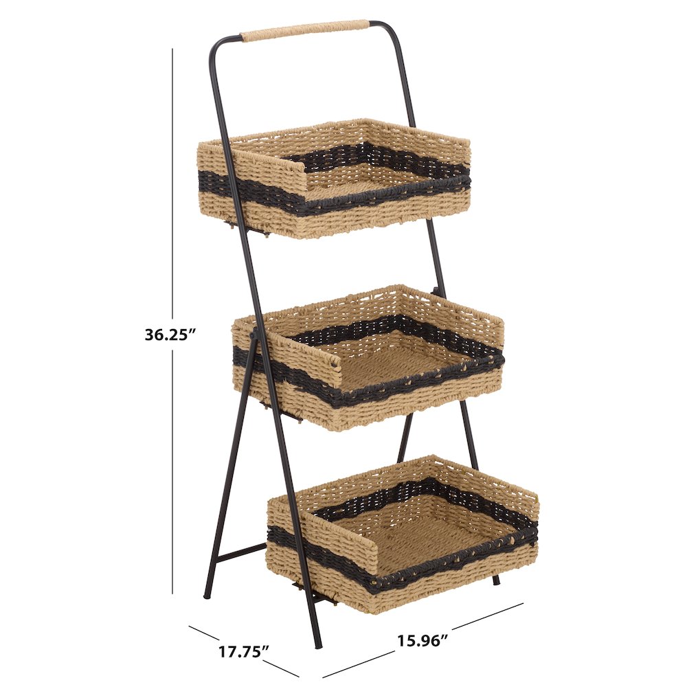 Ingrid Iron And Paper Rope Shelf/Black & Brown. Picture 2