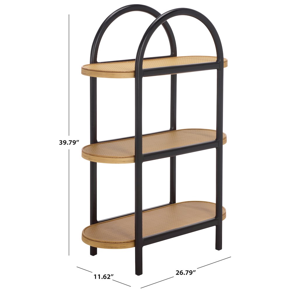 Wilson Wood & PE Rattan Shelf/Black & Brown. Picture 2