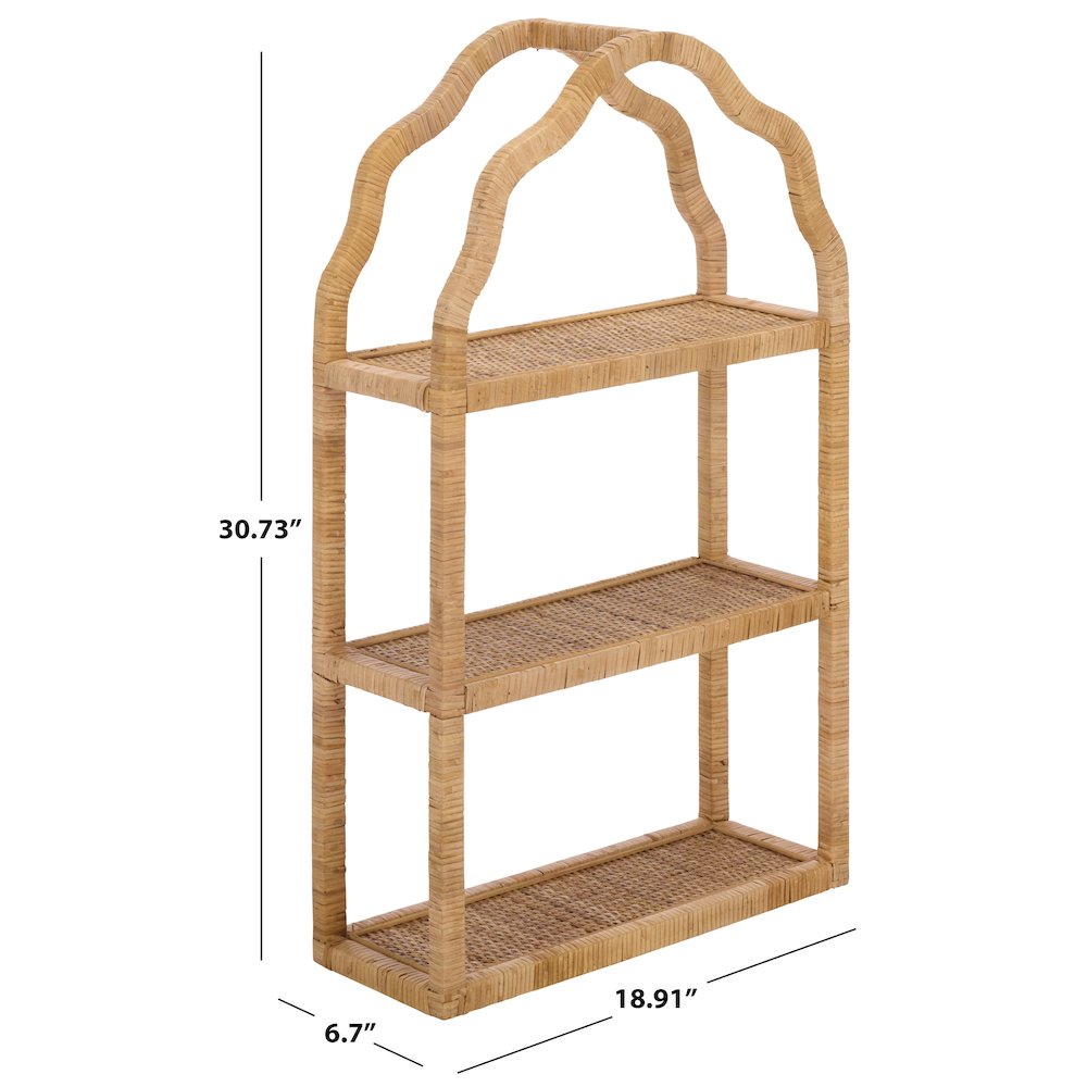 Waldo Wood & Rattan Wall Shelf. Picture 2