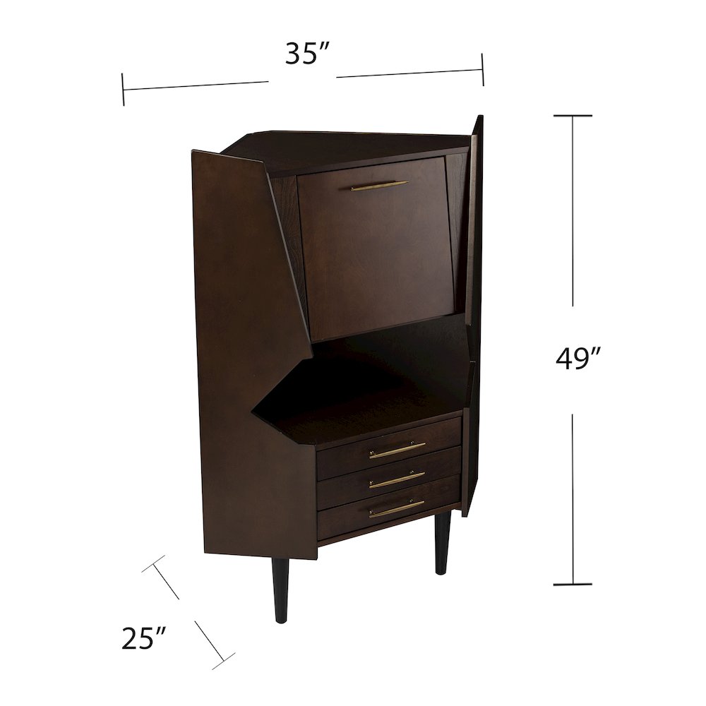 Larson Corner Bar Cabinet - Dark Tobacco. Picture 7