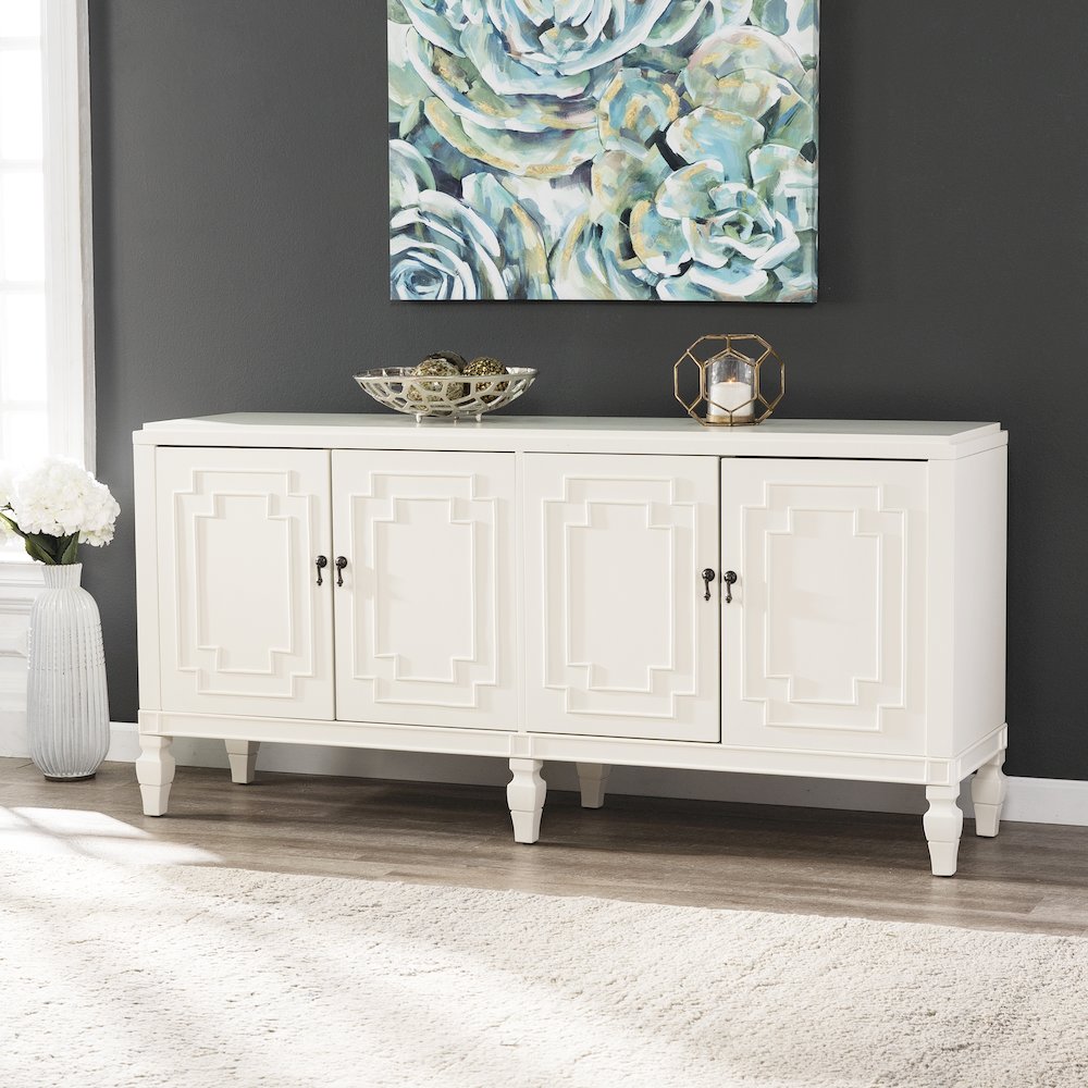 Tropman Antique White Low-Profile Accent Cabinet. Picture 2