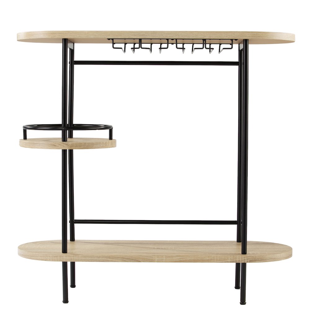 Dagney Wine/Bar Table with Glassware Storage – Natural and Black Finish. Picture 8