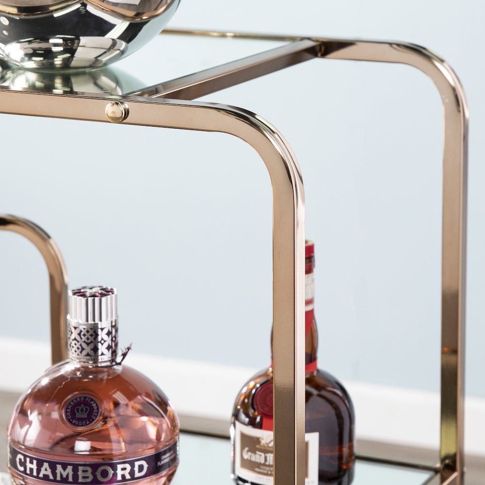 Maylynn Art Deco Mirrored Bar Cart. Picture 4