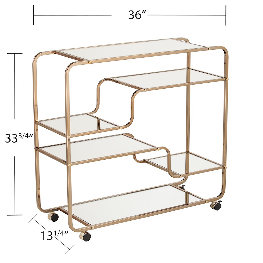 Maylynn Art Deco Mirrored Bar Cart. Picture 5