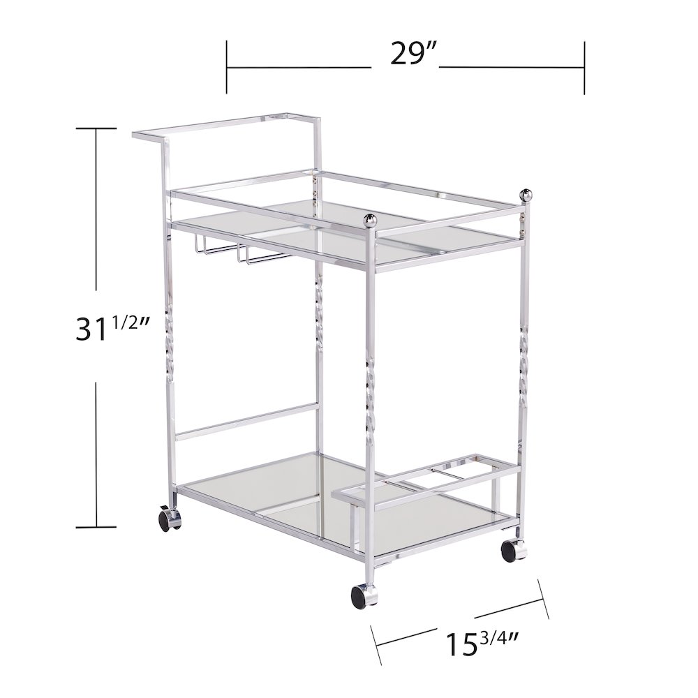 Ivers Metal Mirrored Bar Cart. Picture 5