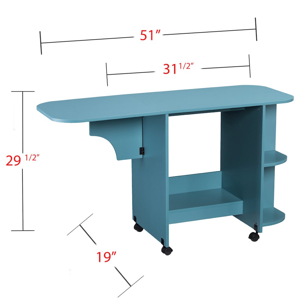 Stradville Expandable Rolling Sewing Table/Craft Station - Turquoise. Picture 5