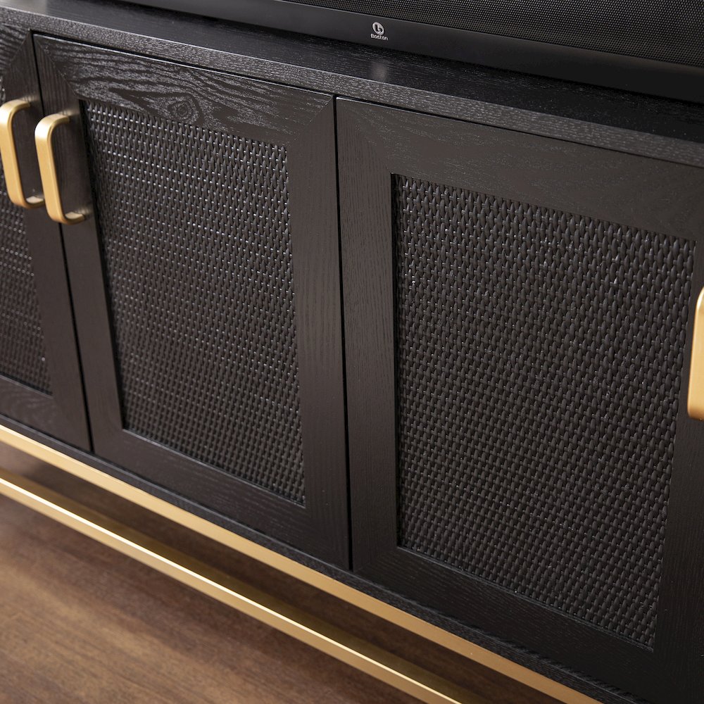 Rolliston Contemporary 4-Door Media Console in Black Color. Picture 4