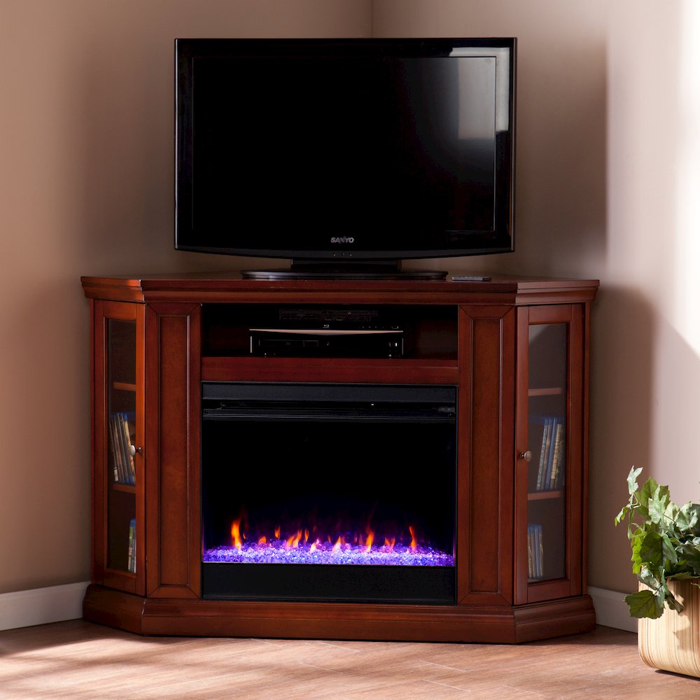 Claremont Color Changing Convertible Fireplace in Brown Color. Picture 3