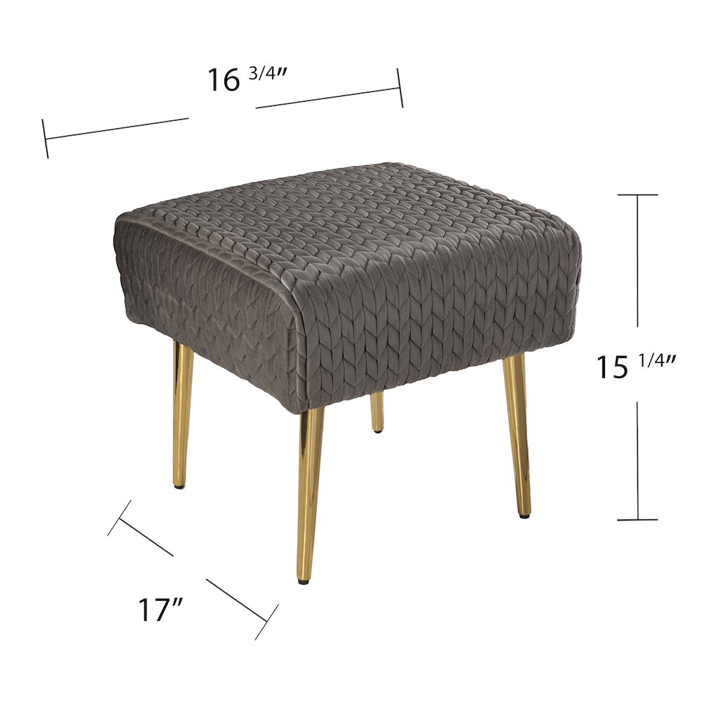 Medlana Woven Upholstered Ottoman in Grey Color. Picture 5