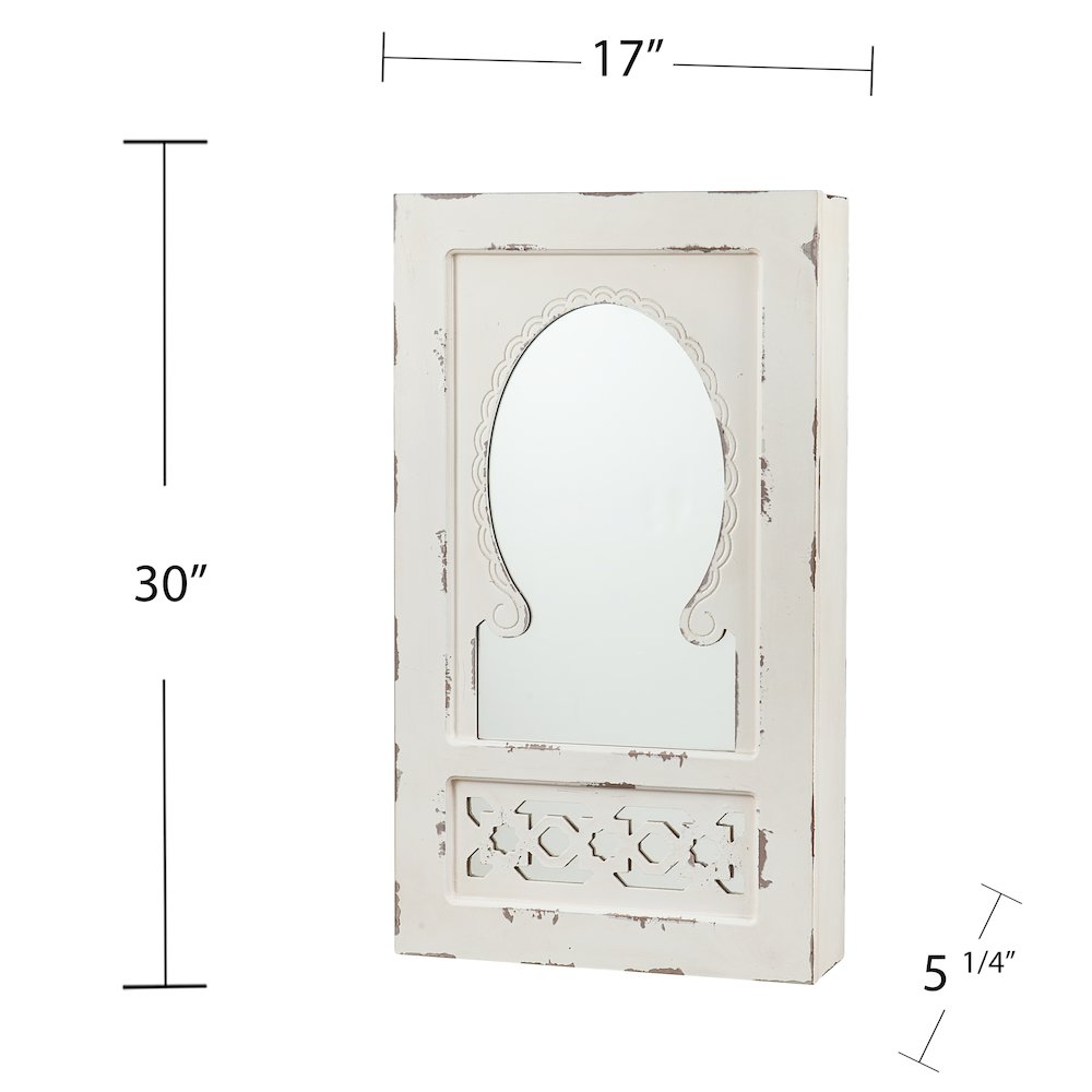 Gilmore Shabby Chic Wall Mount Jewelry Mirror. Picture 5