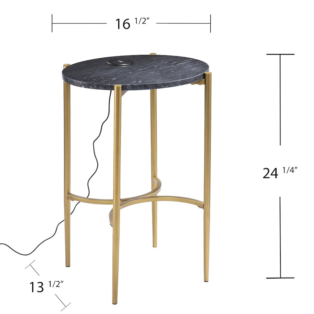 Clarvin Side Table Wireless Charging Station in Black Color. Picture 6