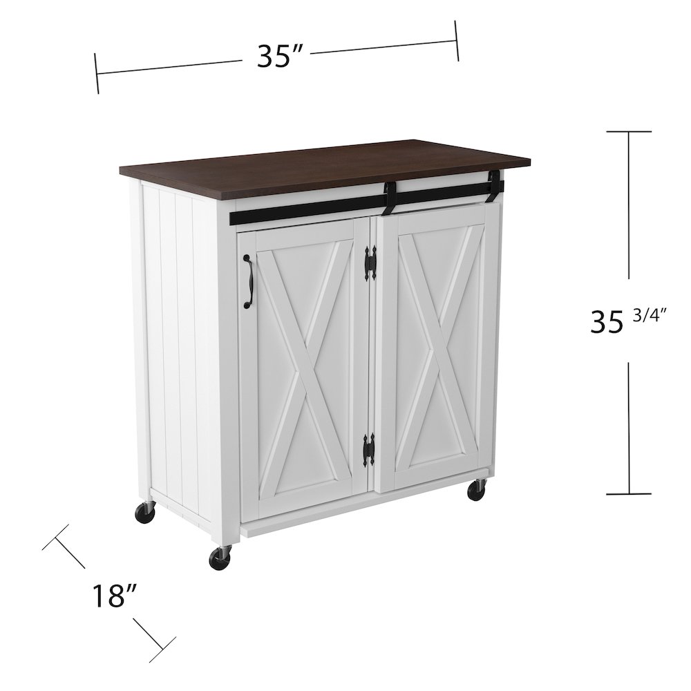 Leshire Barn-Door Kitchen Cart. Picture 5