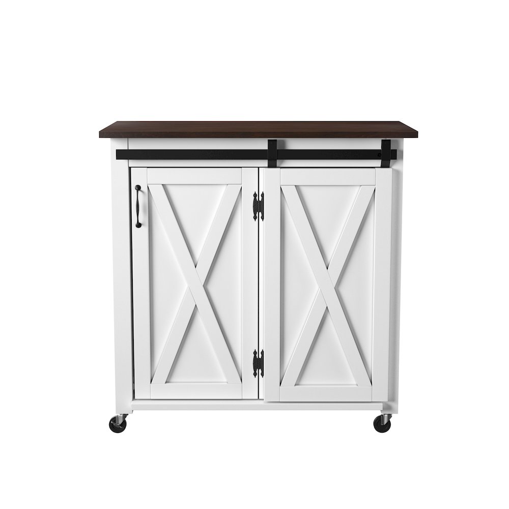 Leshire Barn-Door Kitchen Cart. Picture 1
