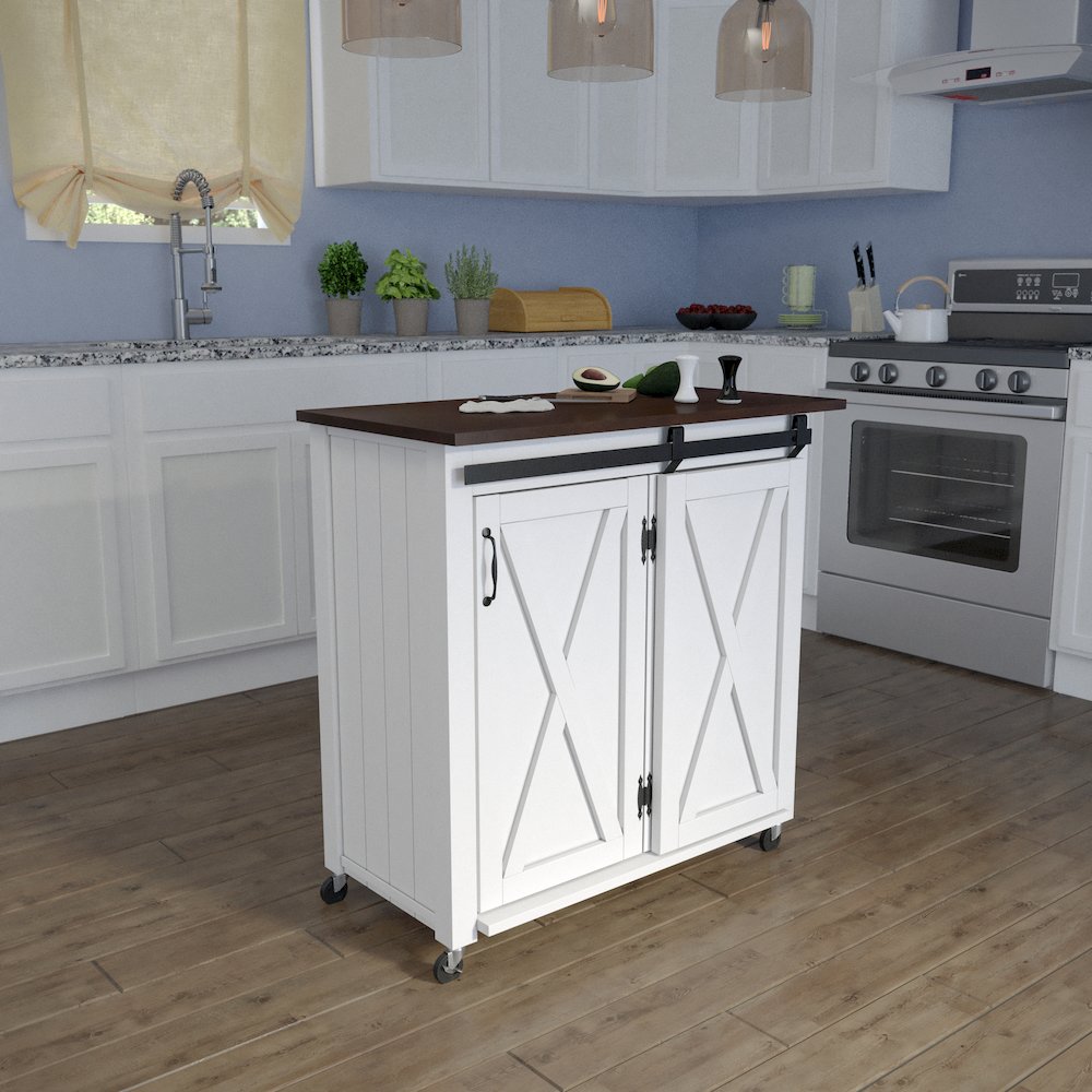 Leshire Barn-Door Kitchen Cart. Picture 2