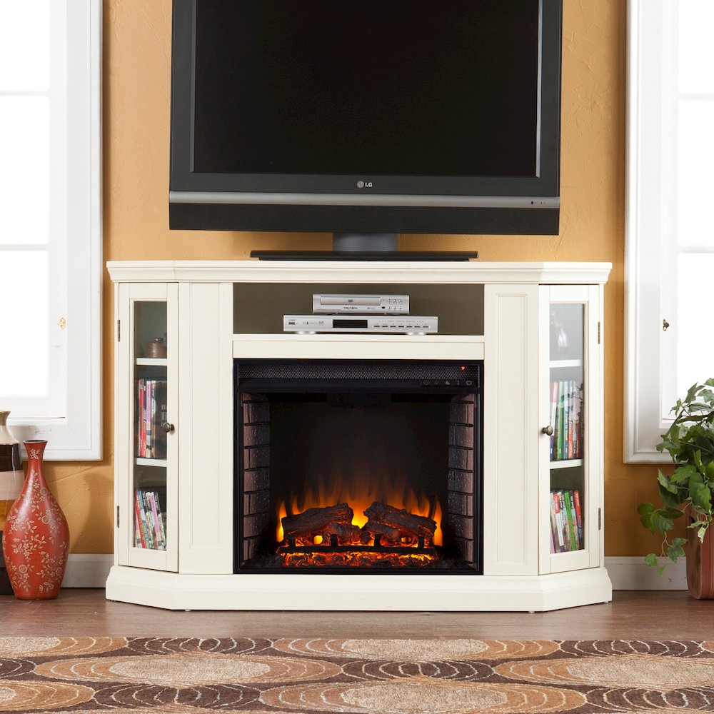 Claremont Convertible Media Electric Fireplace in White Color. Picture 3