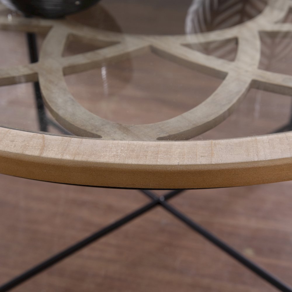Melvoir Glass-Top Cocktail Table in Black Color. Picture 4