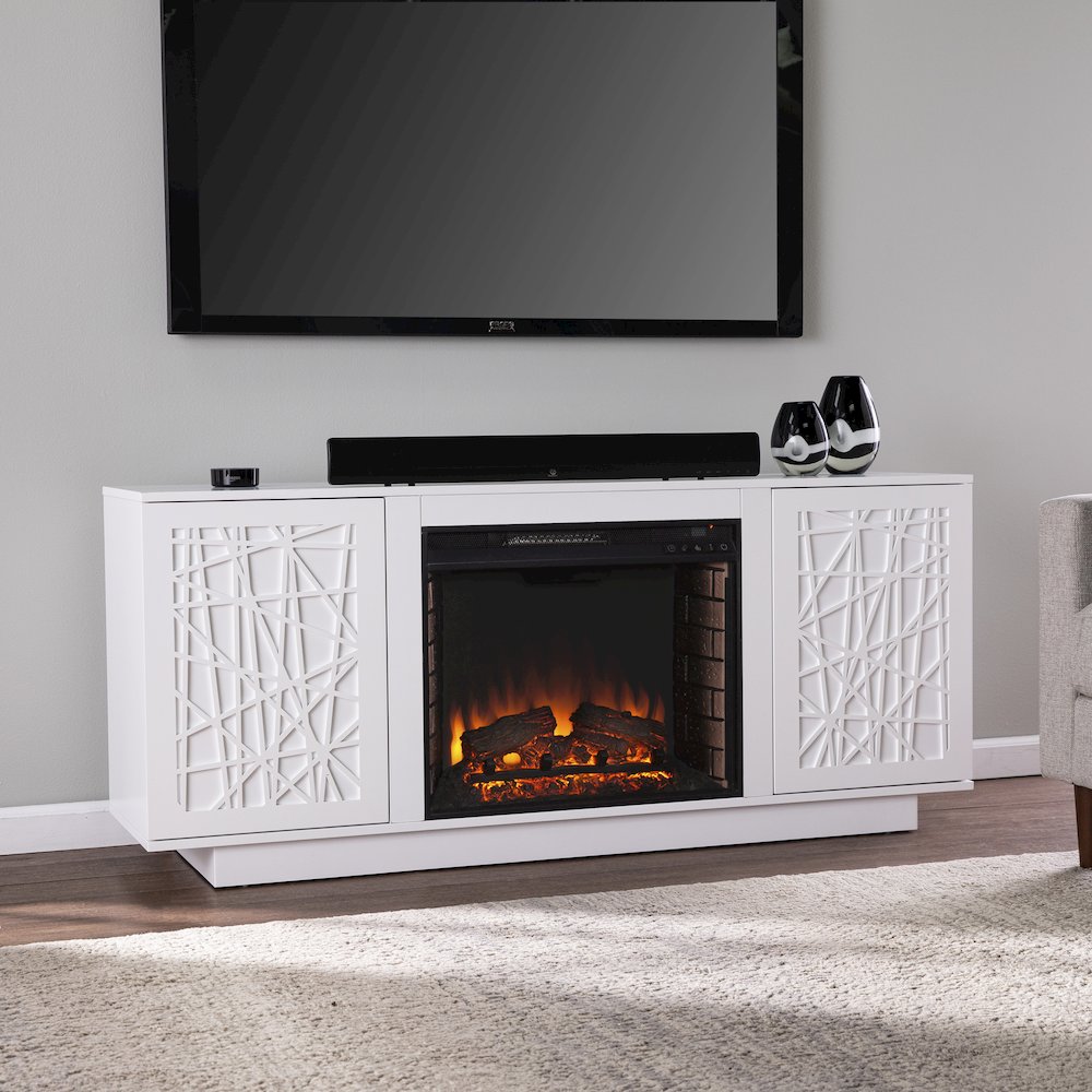 Delgrave Electric Media Fireplace Storage in White Color. Picture 3