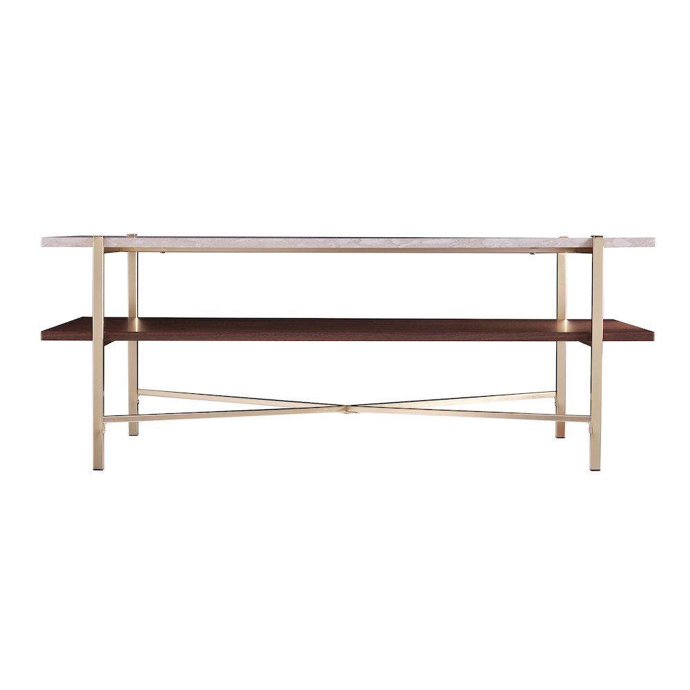 Ardmillan Rectangular Cocktail Table Storage in Brass Color. Picture 2