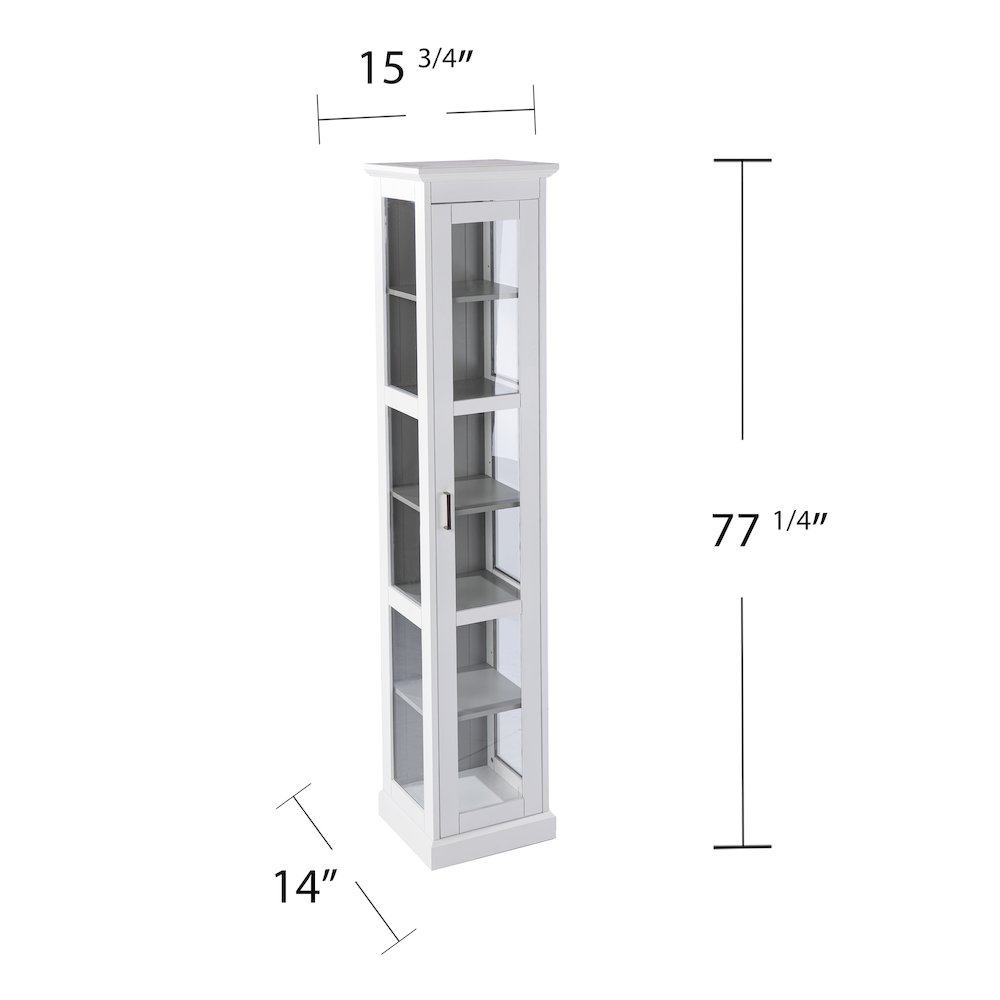 Balterley Tall Curio Glass Door in White Color. Picture 5
