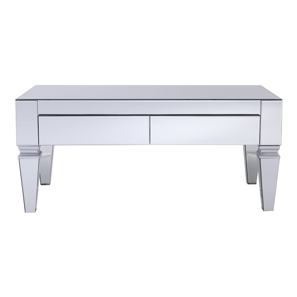 Darien Mirrored Coffee Table Storage in Silver Color. Picture 2