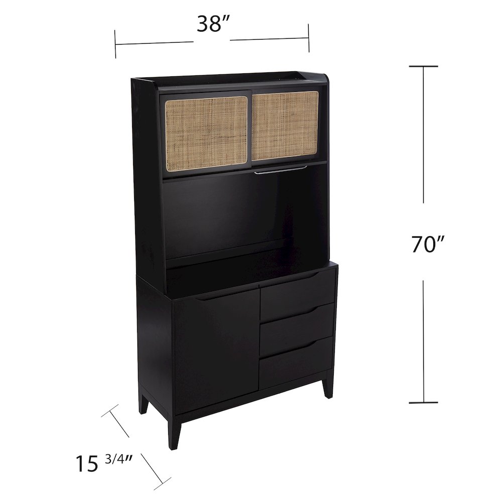 Carondale Tall Buffet Cabinet Storage in Black Color. Picture 5
