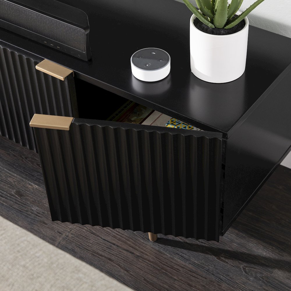 Pilston 4-Door Media Console in Black Color. Picture 4