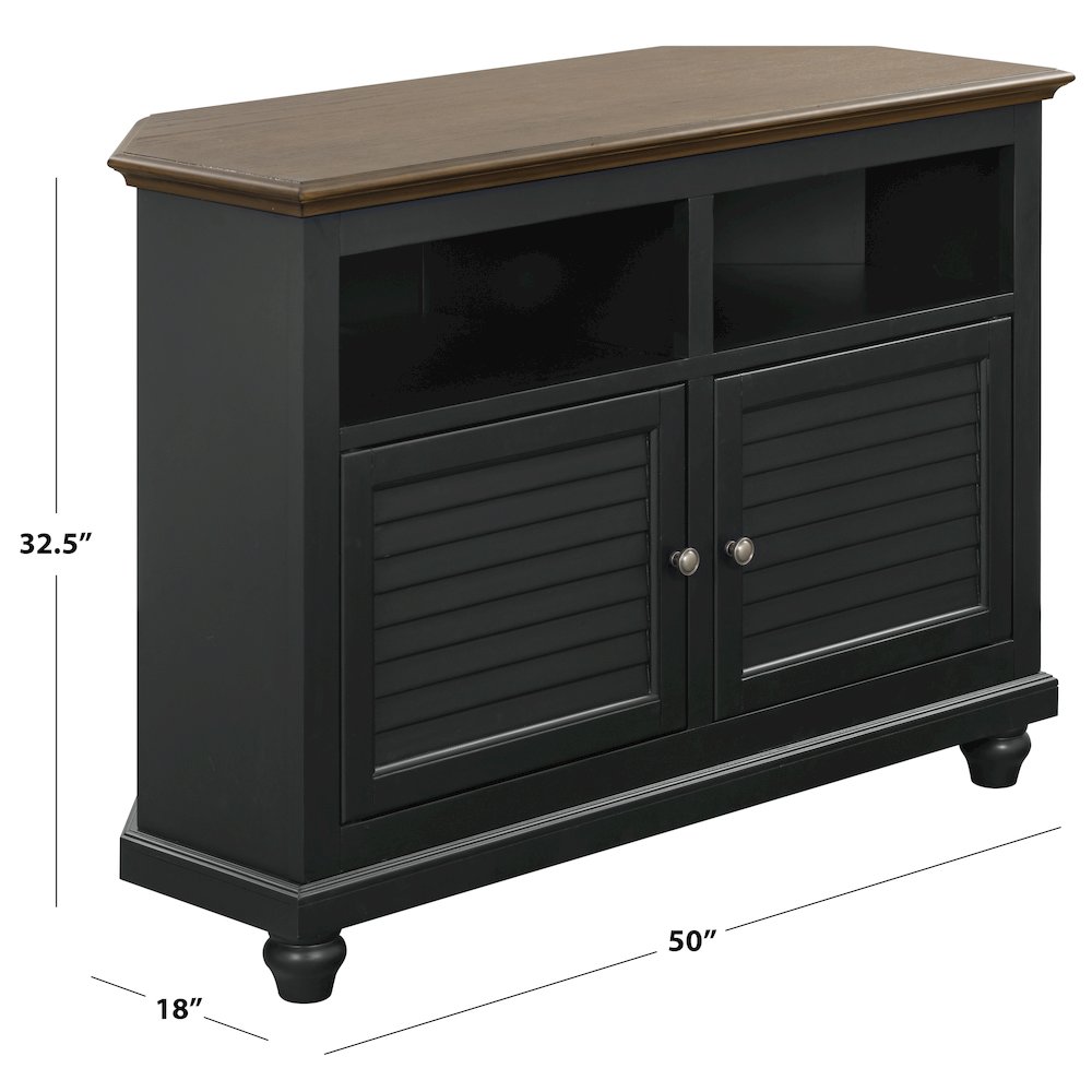 Christine 50" Corner TV Stand - Louvered Doors. Picture 2