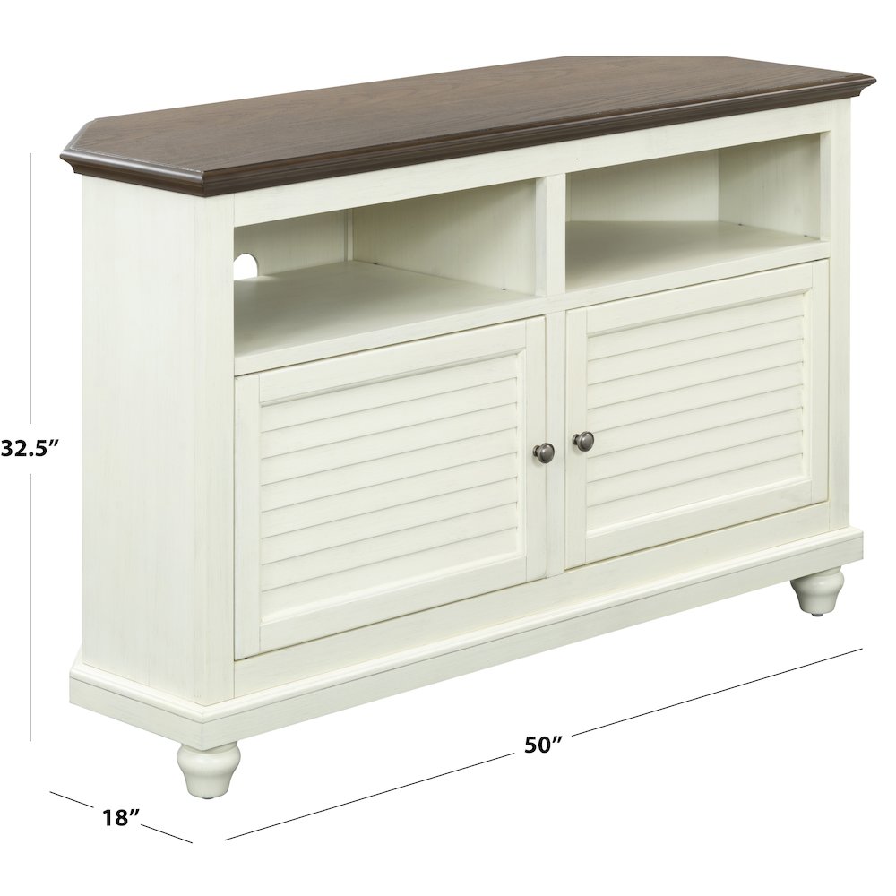 Christine 50" Corner TV Stand - Louvered Doors. Picture 2
