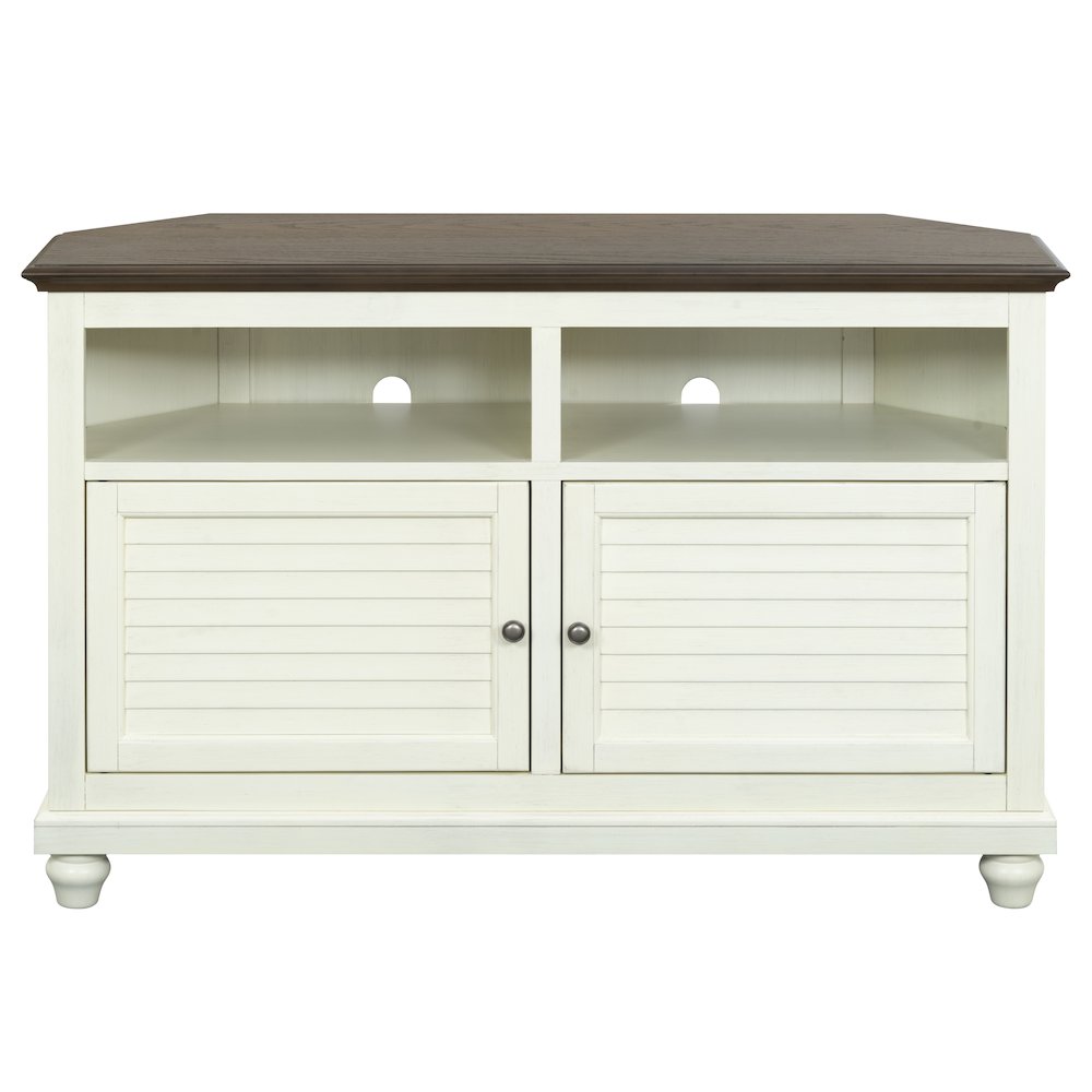 Christine 50" Corner TV Stand - Louvered Doors. Picture 3