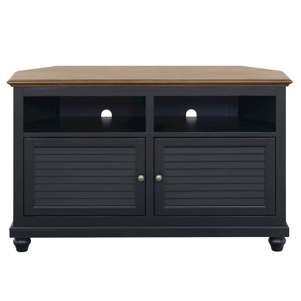 Christine 44" Corner TV Stand - Louvered Doors. Picture 3