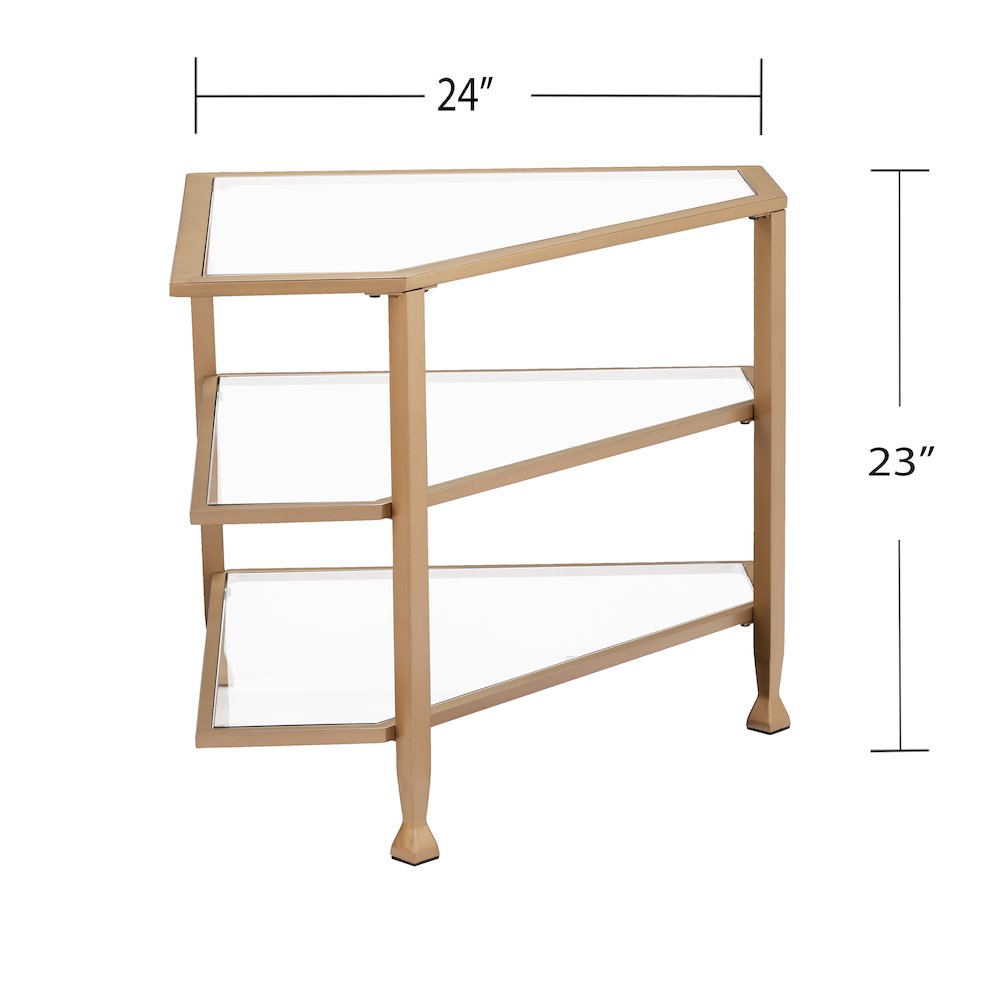 Jaymes Metal/Glass Corner TV Stand. Picture 5