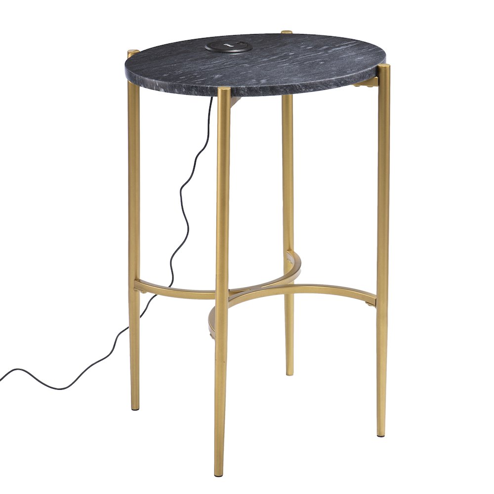 Clarvin Side Table Wireless Charging Station in Black Color. Picture 1