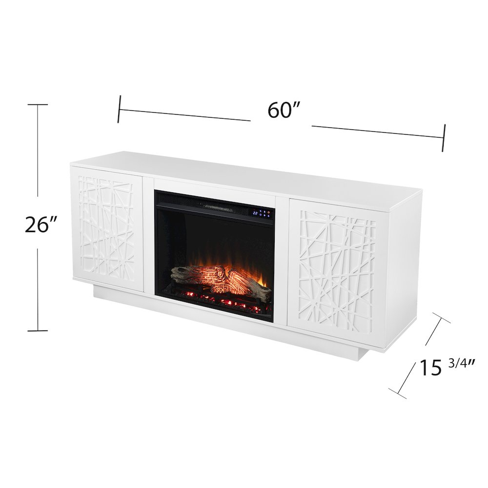 Delgrave Touch Screen Electric Media Fireplace Storage in White Color. Picture 5