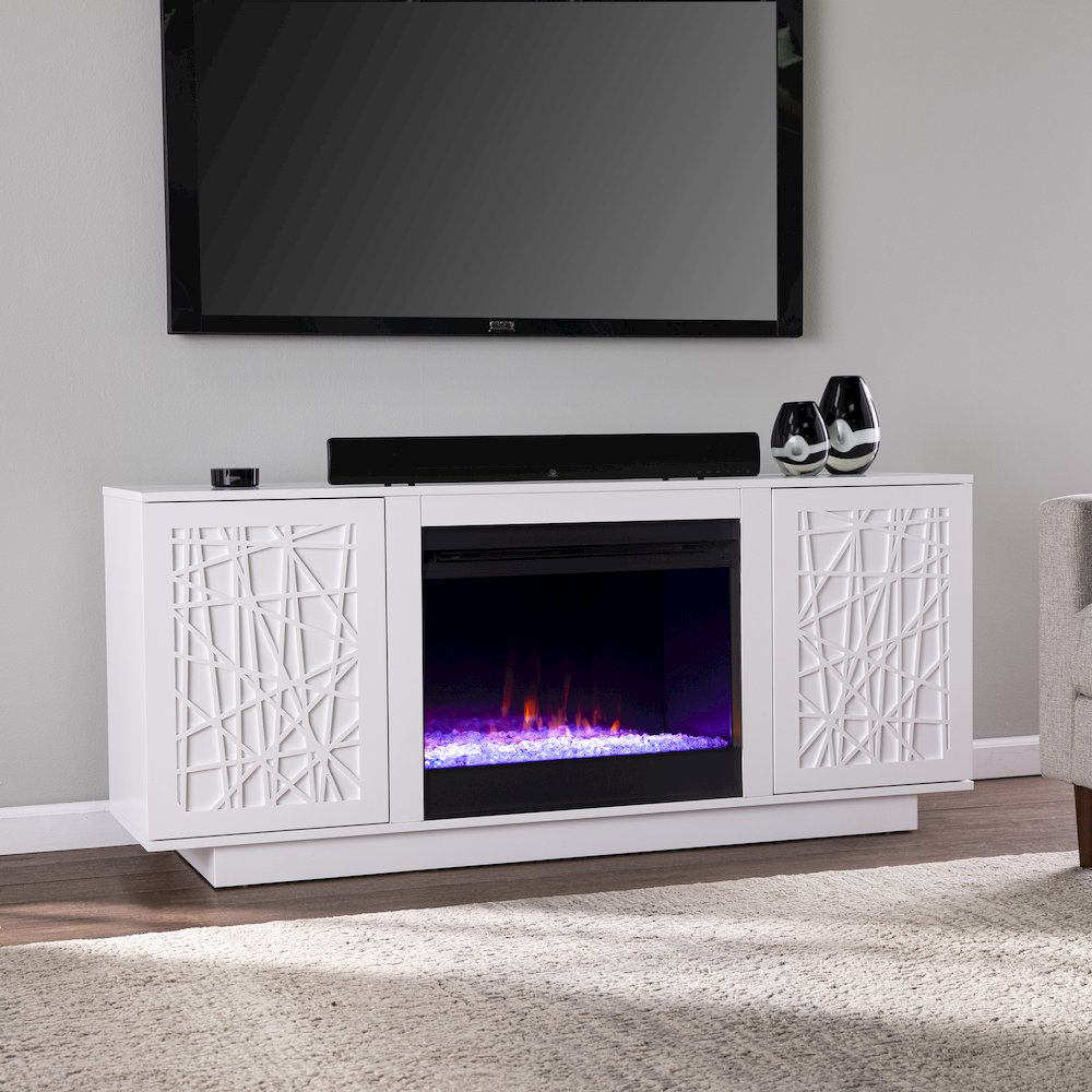 Delgrave Color Changing Fireplace Media Storage in White Color. Picture 3