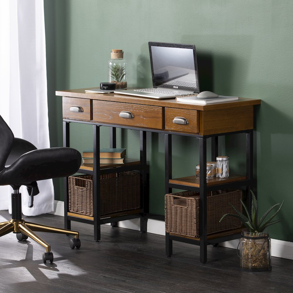 Mirada Desk with Drawers in Brown Color. Picture 2