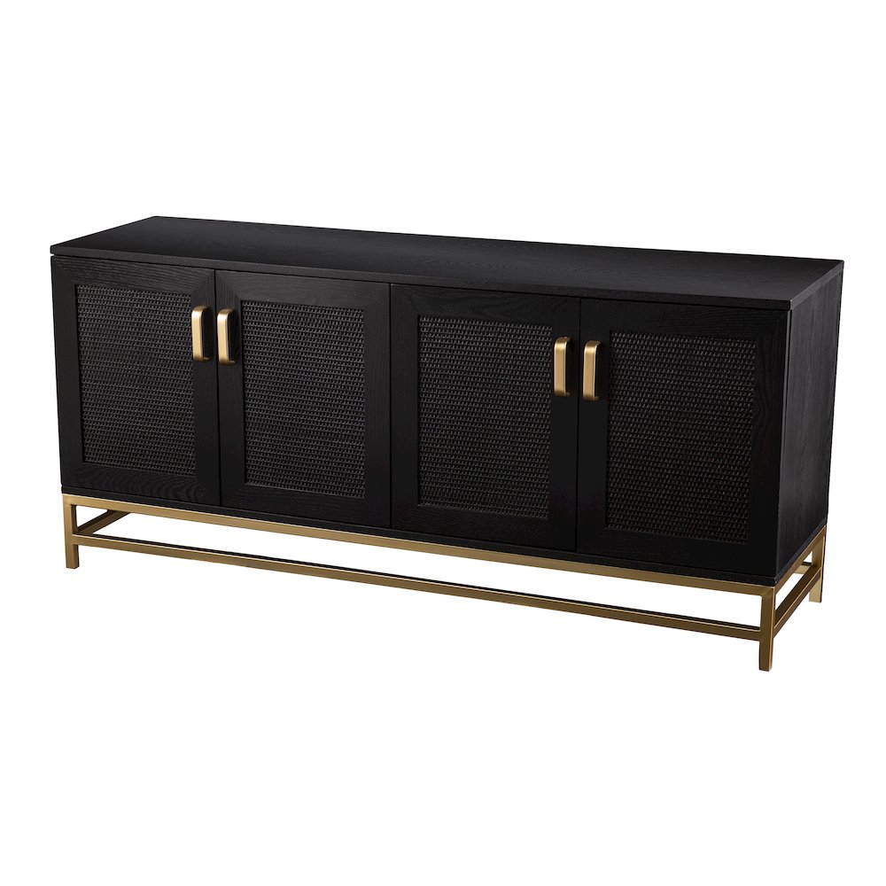 Rolliston Contemporary 4-Door Media Console in Black Color. Picture 1