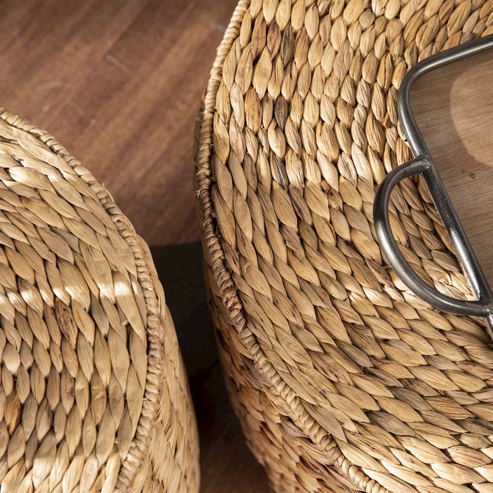 Satalia Round Water Hyacinth Storage Tables – 2pc Set. Picture 5