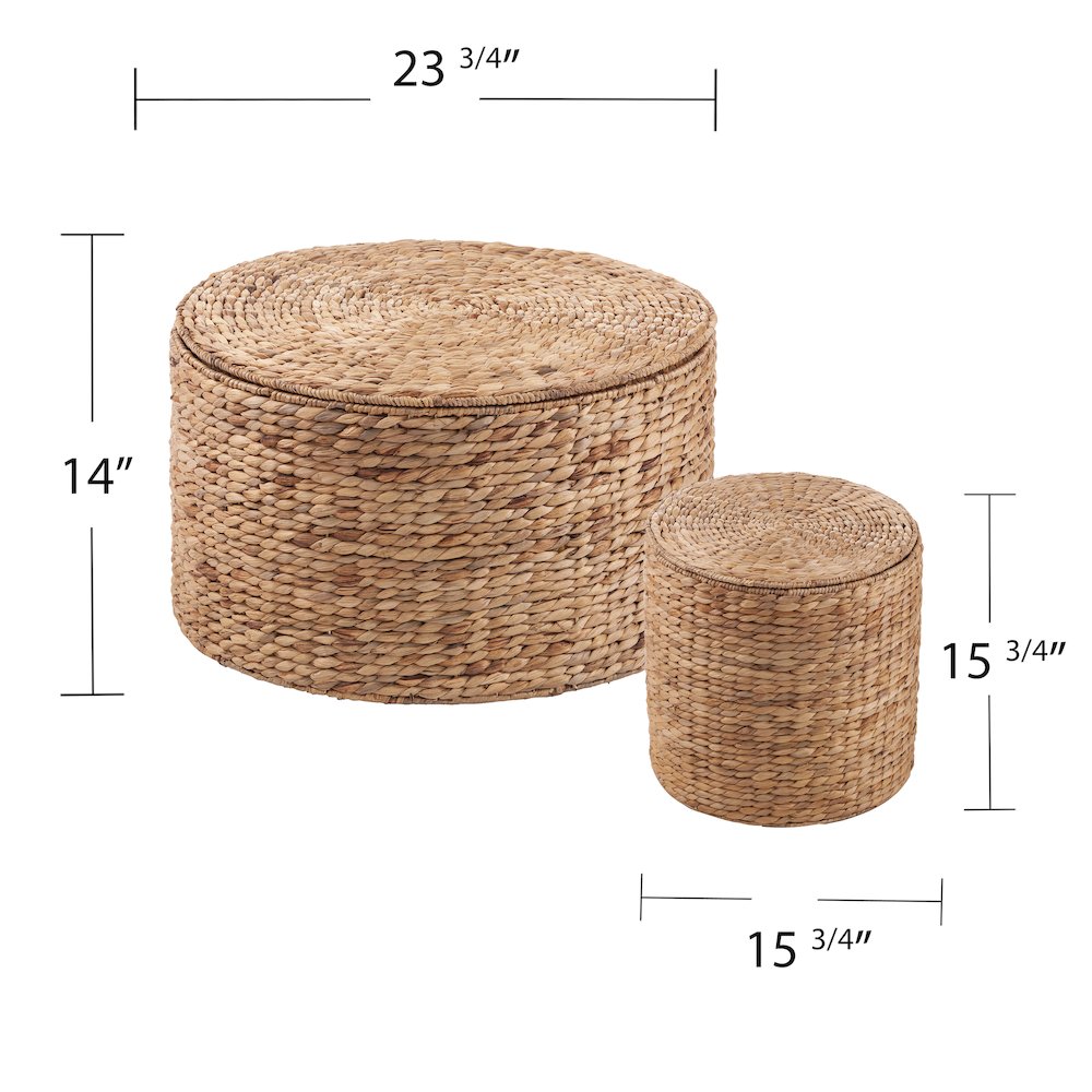 Satalia Round Water Hyacinth Storage Tables – 2pc Set. Picture 6