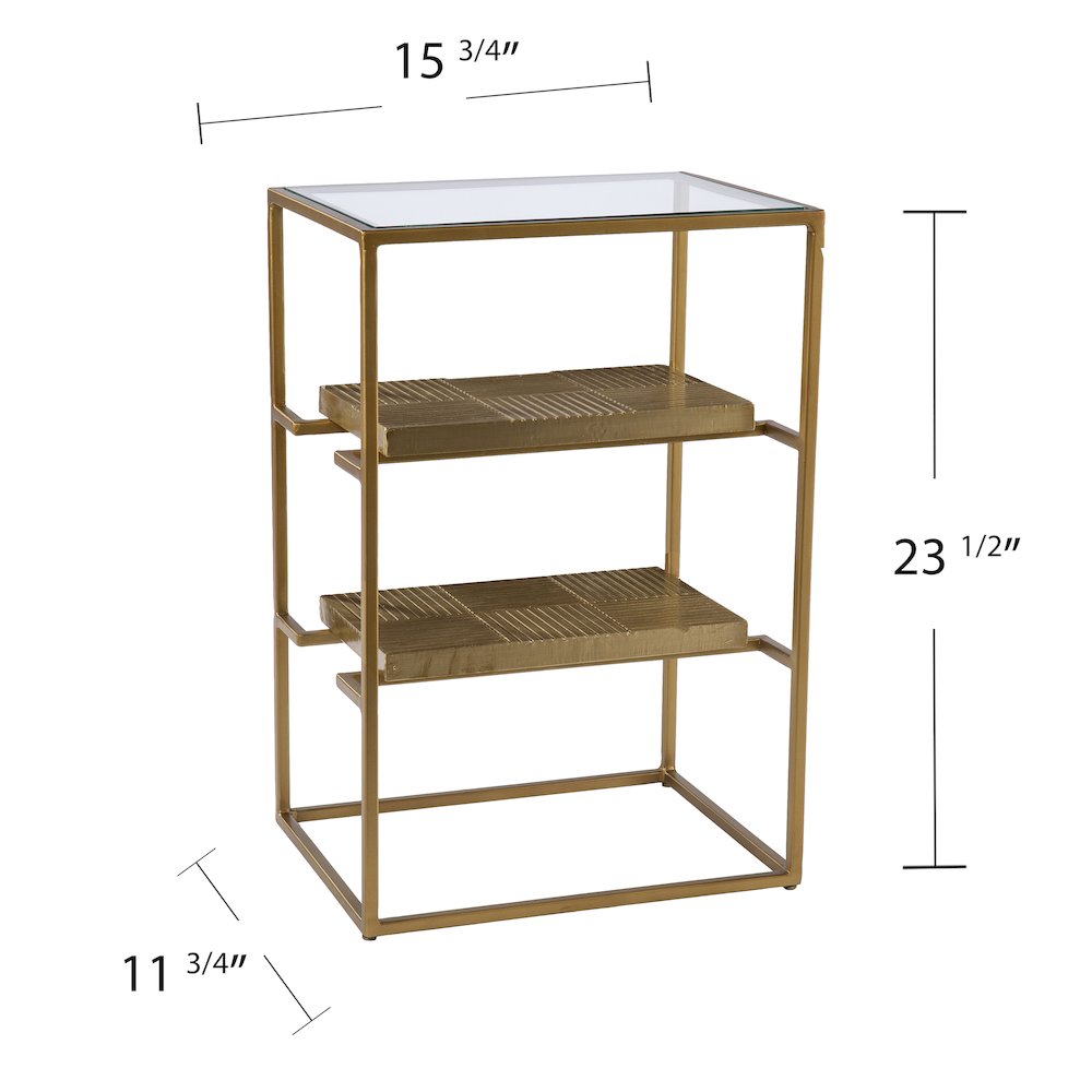 Penketh Glass-Top End Table with Storage. Picture 5